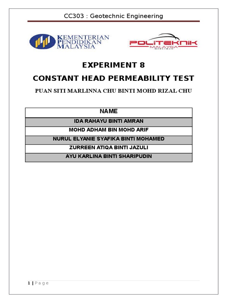 Constant Head Permeability Test Guide | PDF | Porosity | Soil