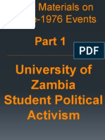 University of Zambia Student Political Activism: Select Material On Pre-1976 Events Part 1