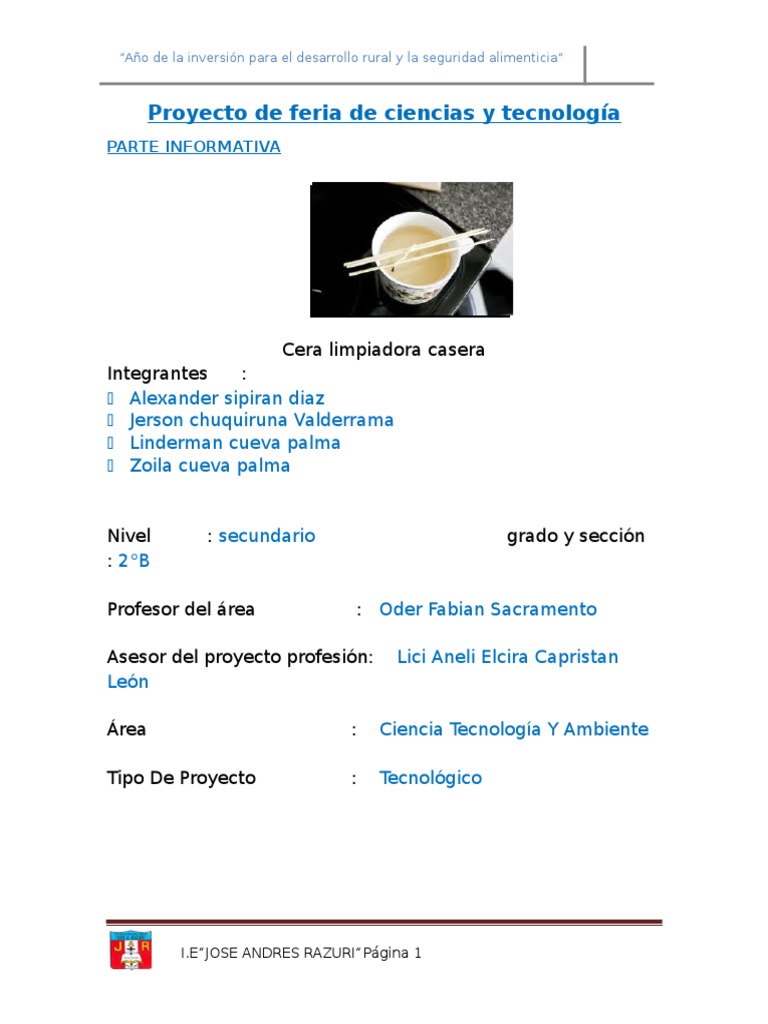 Proyecto de feria de ciencias y tecnología.docx | PDF | Science ...