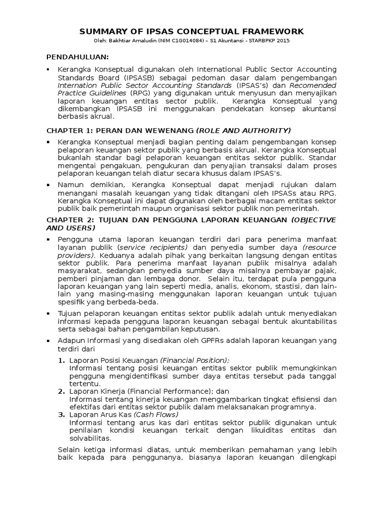 Summary of Ipsas Conceptual Framework | PDF | Pengelolaan Keuangan & Uang