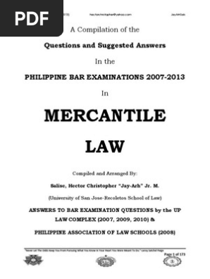 2007 2013 Mercantile Law Philippine Bar Examination - 