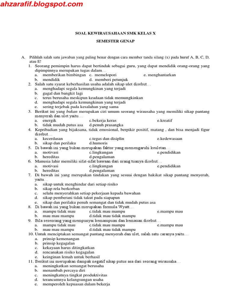 Soal Kwu Tentang Bep Contoh Soal Pelajaran