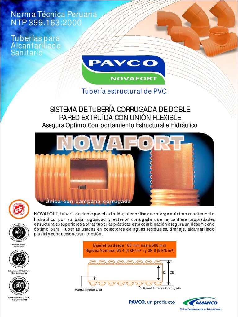 Catalogo Tub PVC Corrug. NTP 399.163 Novafort Peru | PDF | El hombre ...