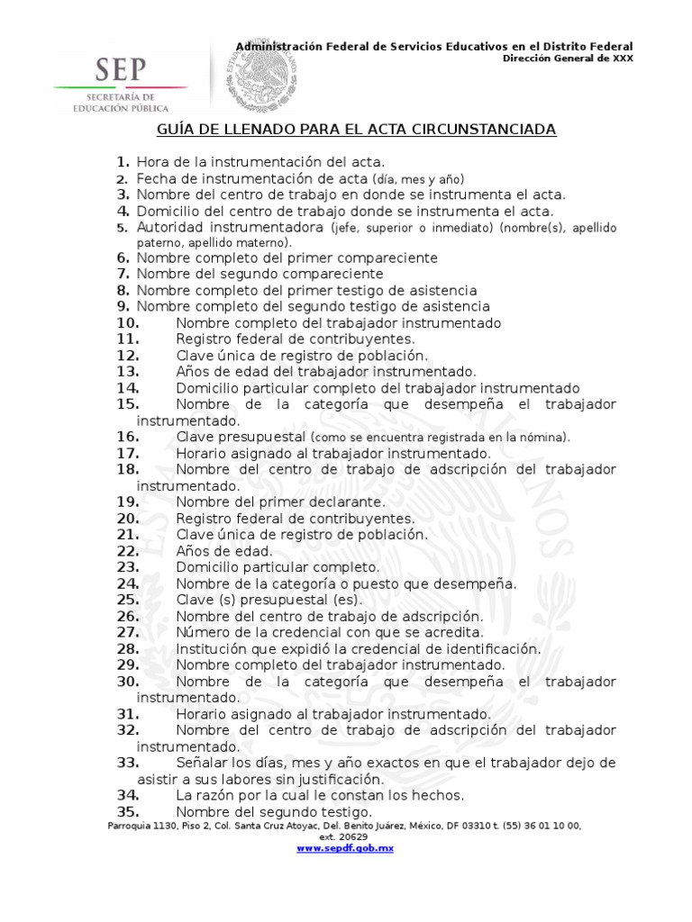 Guia para Llenar Acta Circunstanciada de Hechos México Ajedrez