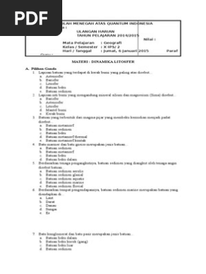 Ulangan Harian Litosfer Docx