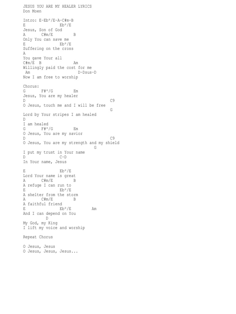 Jesus You Are My Healer Pdf
