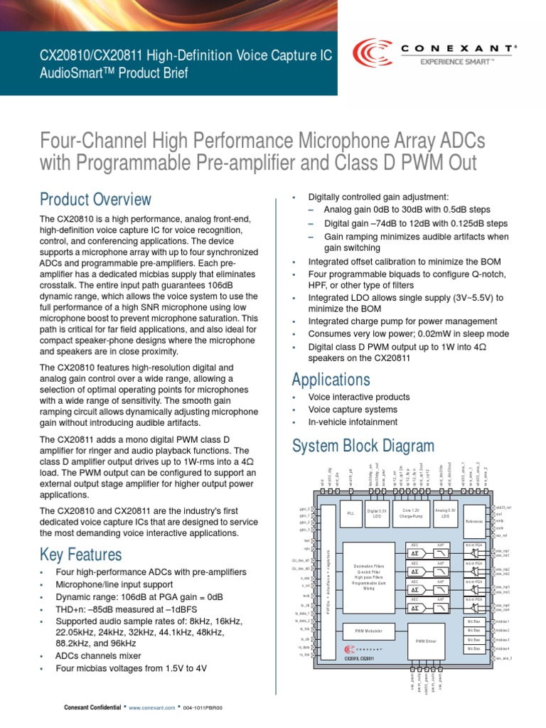 PB CX20810 20811 PDF Microphone Signal To Noise Ratio