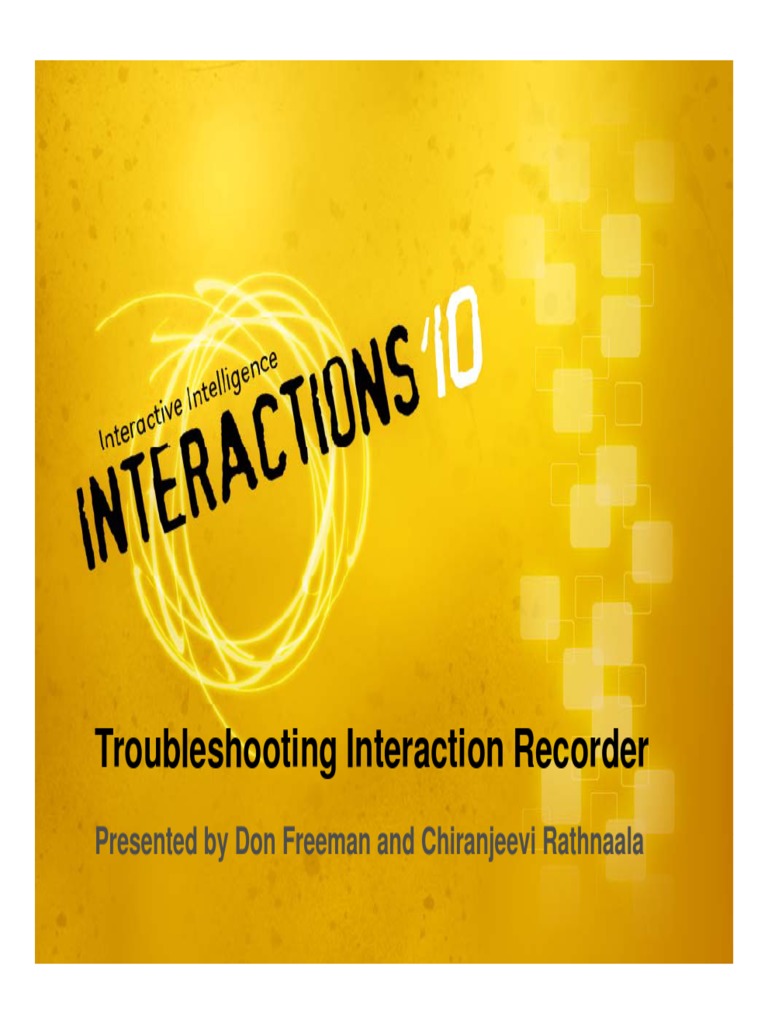 Troubleshooting Interaction Recorder PDF User Login