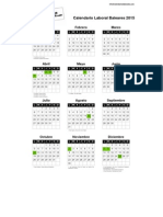 Calendario Laboral Baleares 2015: Enero Febrero Marzo