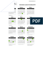 Calendario Laboral Cordoba 2014: Enero Febrero Marzo