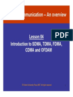 Mobile Communication - An Overview: Lesson 04 Introduction To SDMA, TDMA, FDMA, Cdma and Ofdam