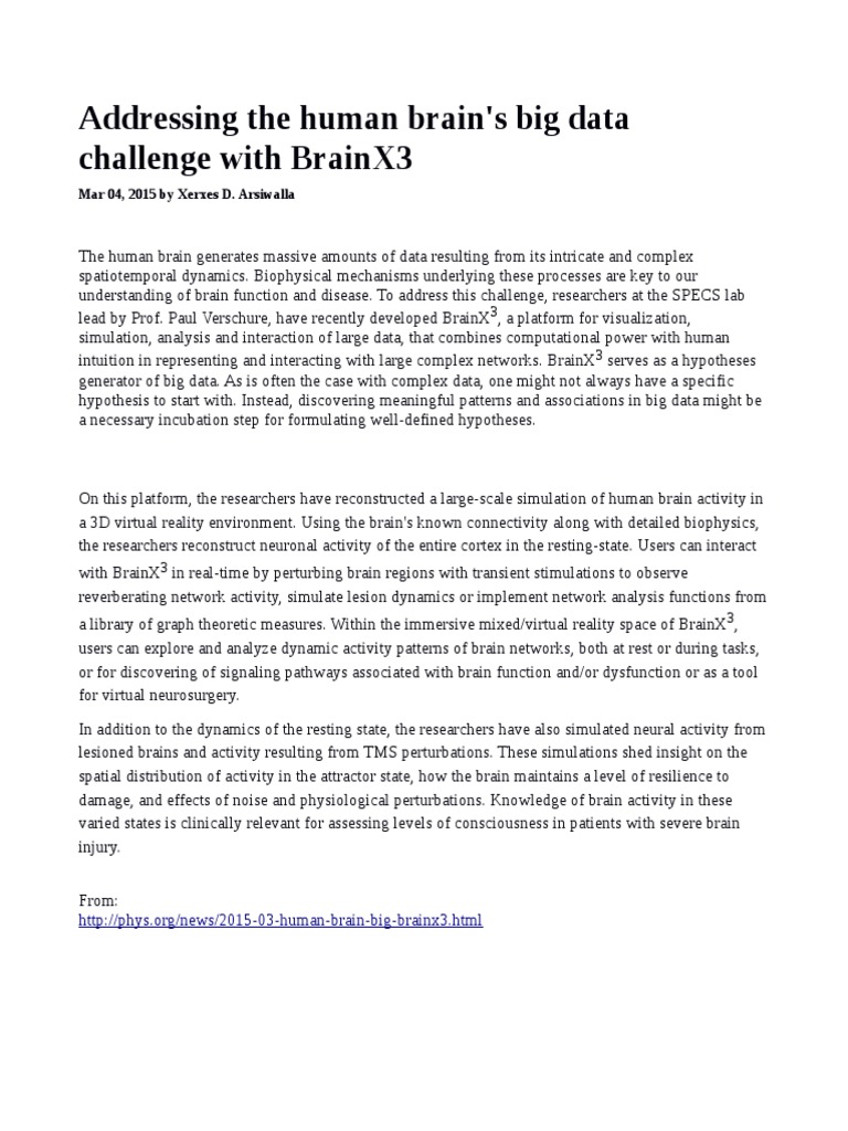 Addressing The Human Brain'S Big Data Challenge With Brainx3 | PDF ...
