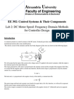 EE 392: Control Systems & Their Components: Lab 2: DC Motor Speed: Frequency Domain Methods For Controller Design