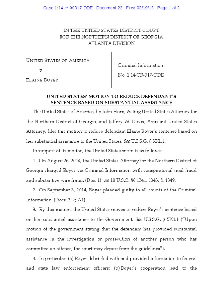 Motion To Reduce Sentence United States Federal Sentencing Guidelines