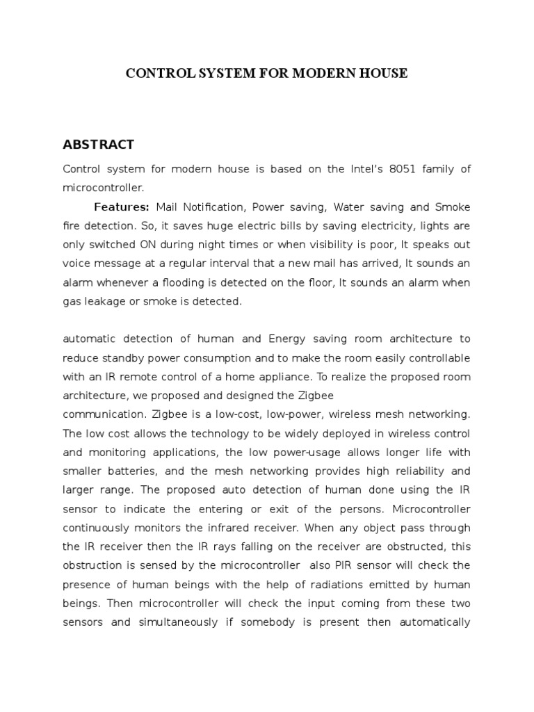 Smart Home Electrical Control System | PDF | Infrared | Microcontroller
