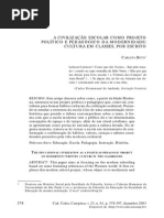 A Civilização Escolar Como Projeto Político e Pedagógico Da Modernidade - Cultura Em Classes, Por Escrito