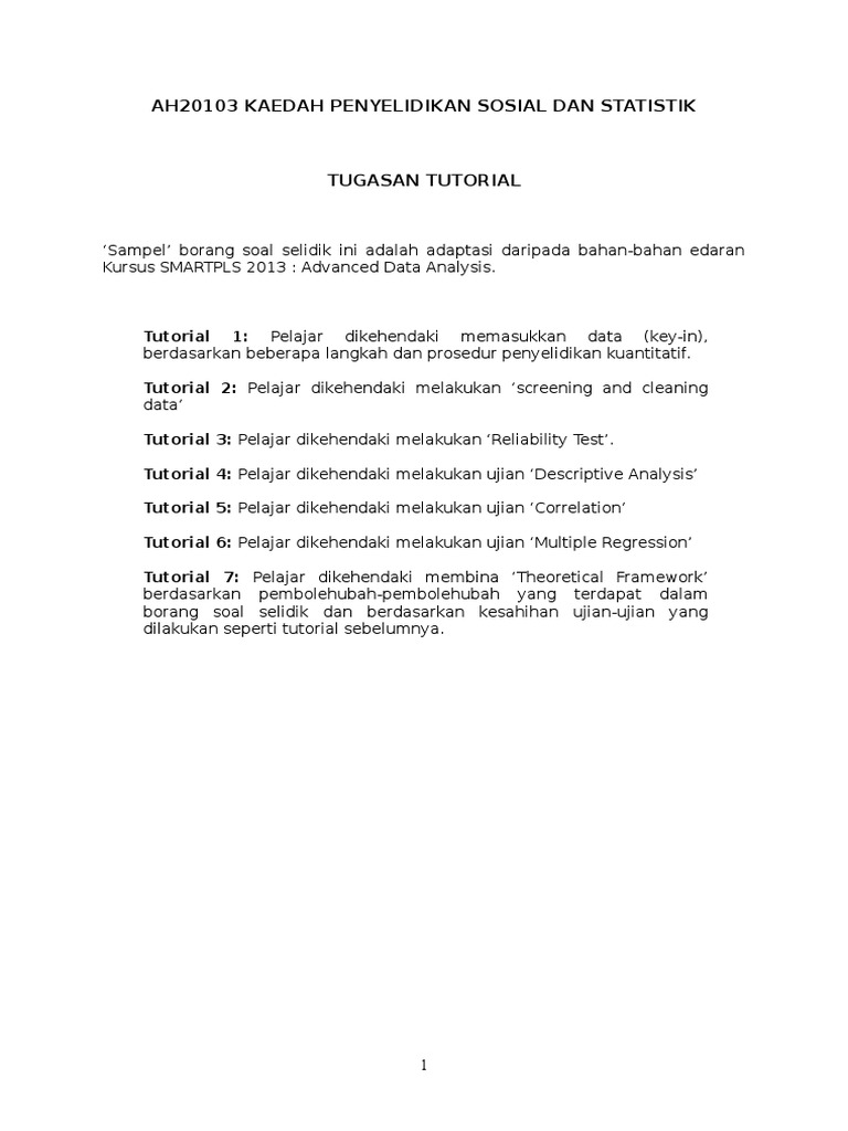 Soalan Tutorial Kaedah Penyelidikan