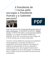 Por Qué Correa Pidió Disculpas a Humala y a Gabinete Peruano
