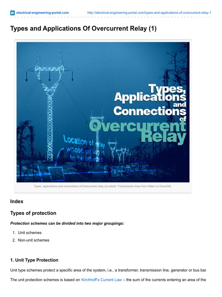 Types and Applications of Overcurrent Relays | PDF | Relay | Electric ...