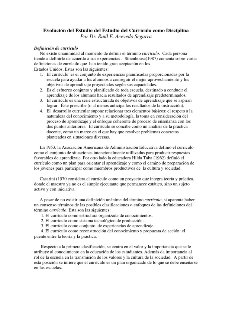 Evolución del Currículo Educativo | PDF | Plan de estudios | Aprendizaje