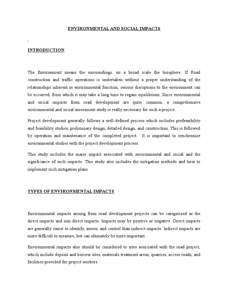 Environmental and Social Impacts of Road Construction | PDF | Road ...