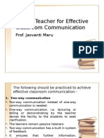 Role of Teacher For Effective Classroom Communication