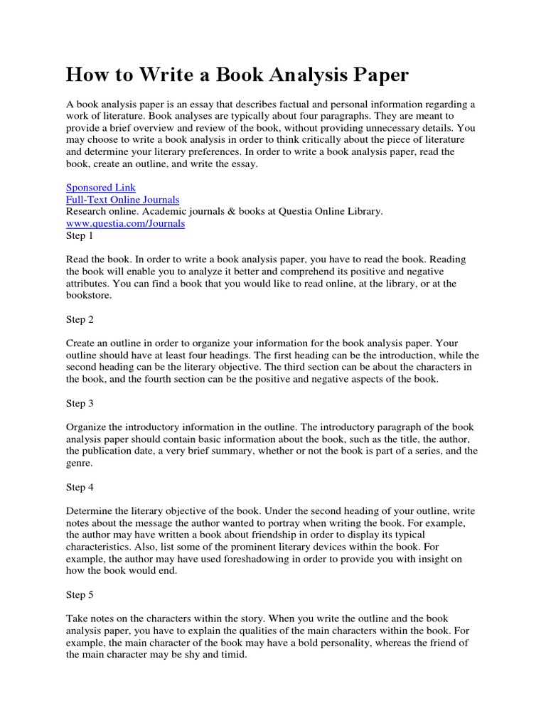 Writing a Book Analysis Paper Guide | PDF | Books | Essays