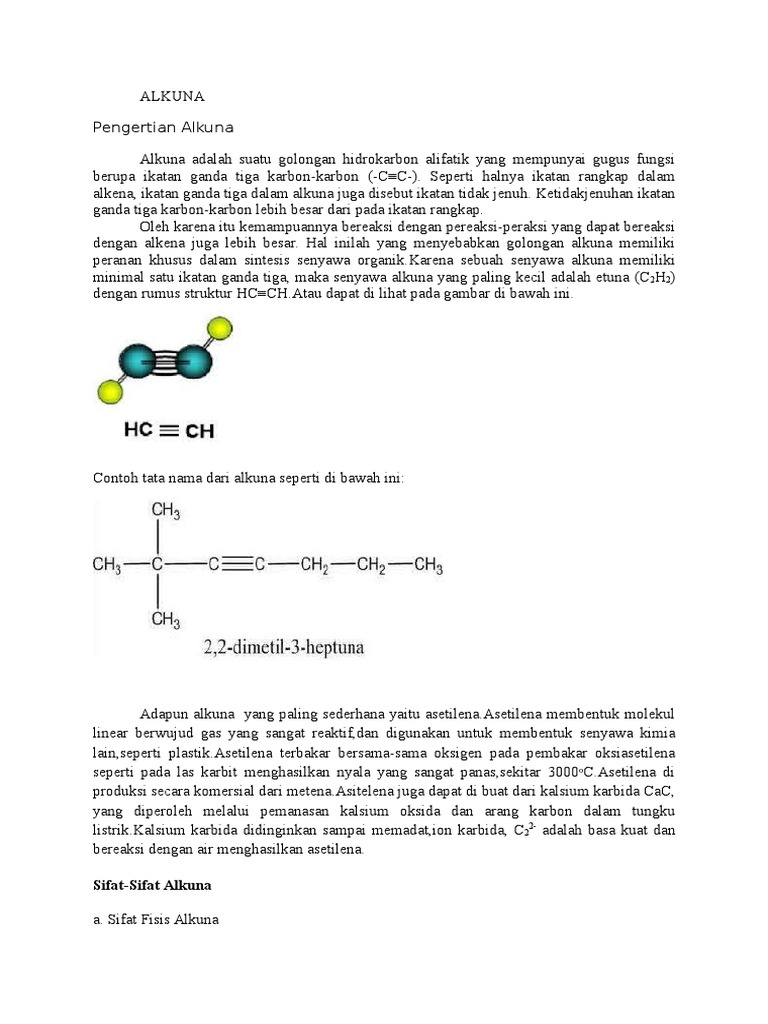 Sifat dan Manfaat Alkuna dalam Kimia | PDF | Sains & Matematika
