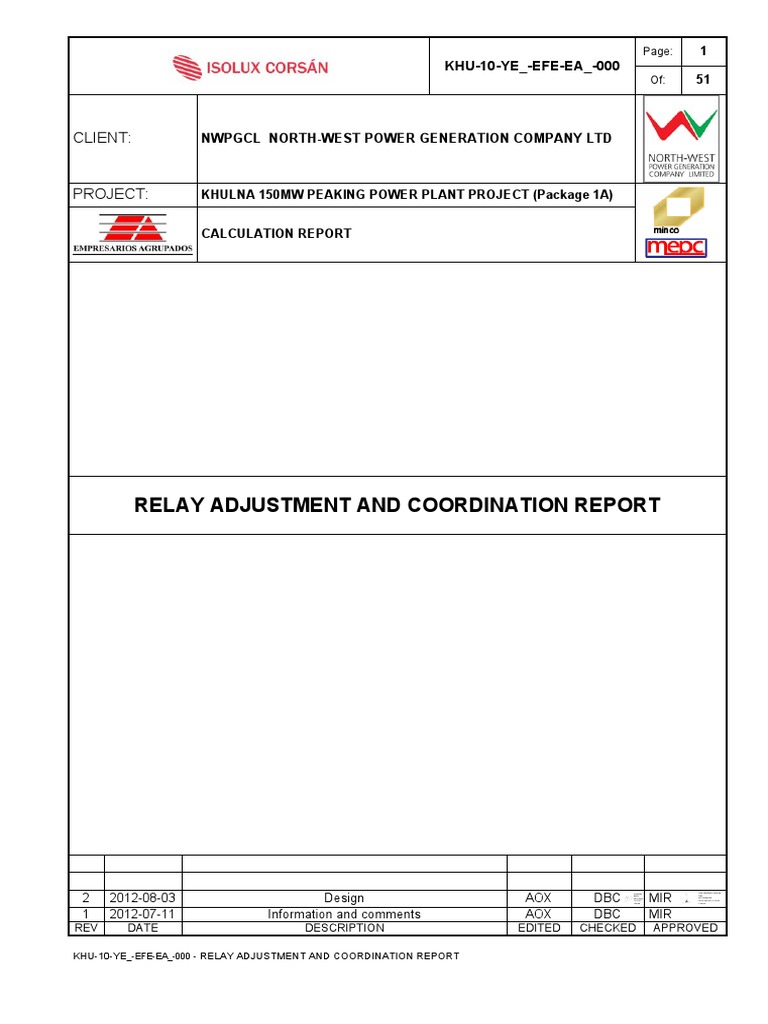 Relay Coordination for Khulna Power Plant | PDF | Relay | Transformer