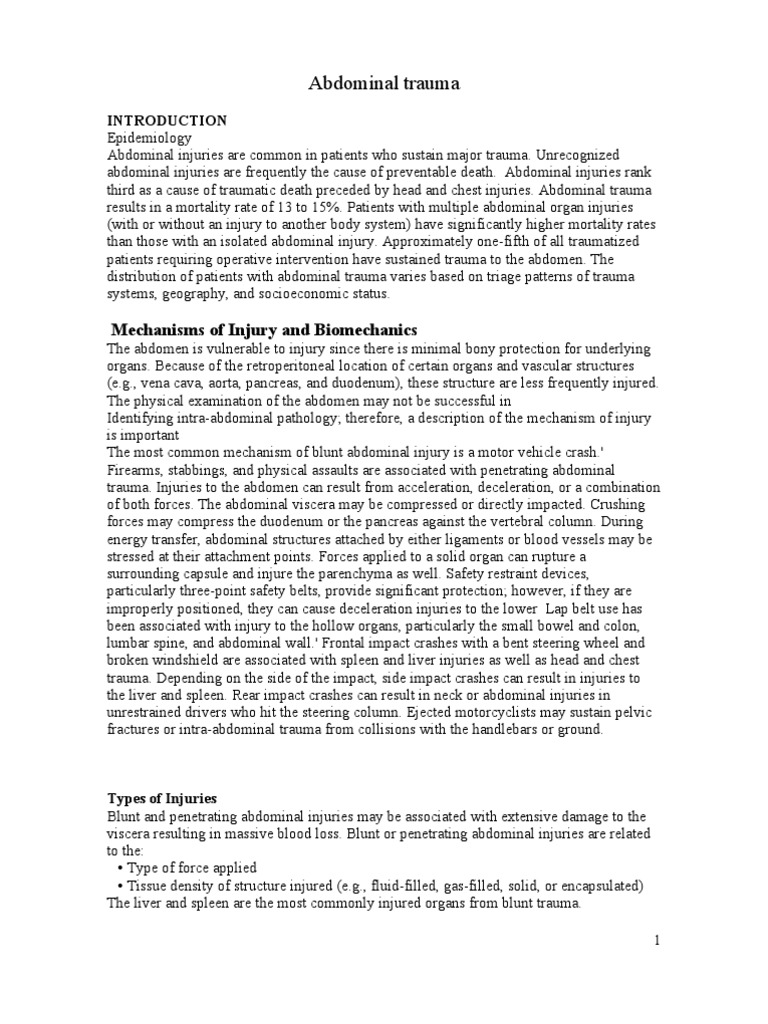 Overview of Abdominal Trauma | PDF | Abdomen | Major Trauma