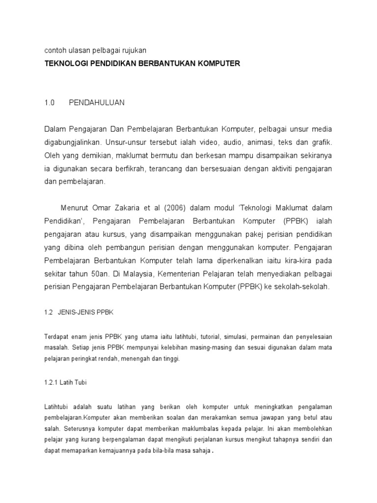 CONTOH Ulasan Pelbagai Rujukan | PDF