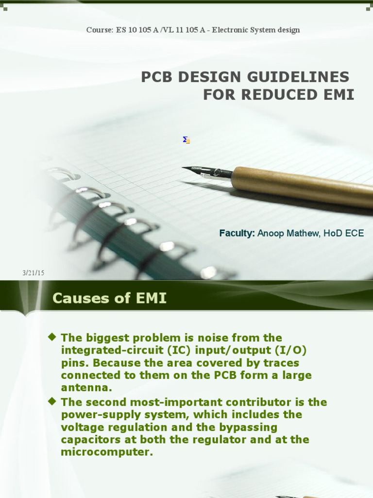 Electronic Syatem Design PPT - PCB Design Guidelines For Reduced Emi