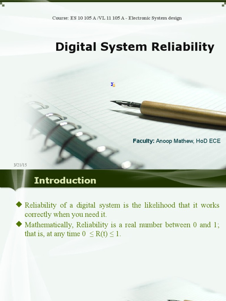 Digital System Reliability Design | PDF | Reliability Engineering ...