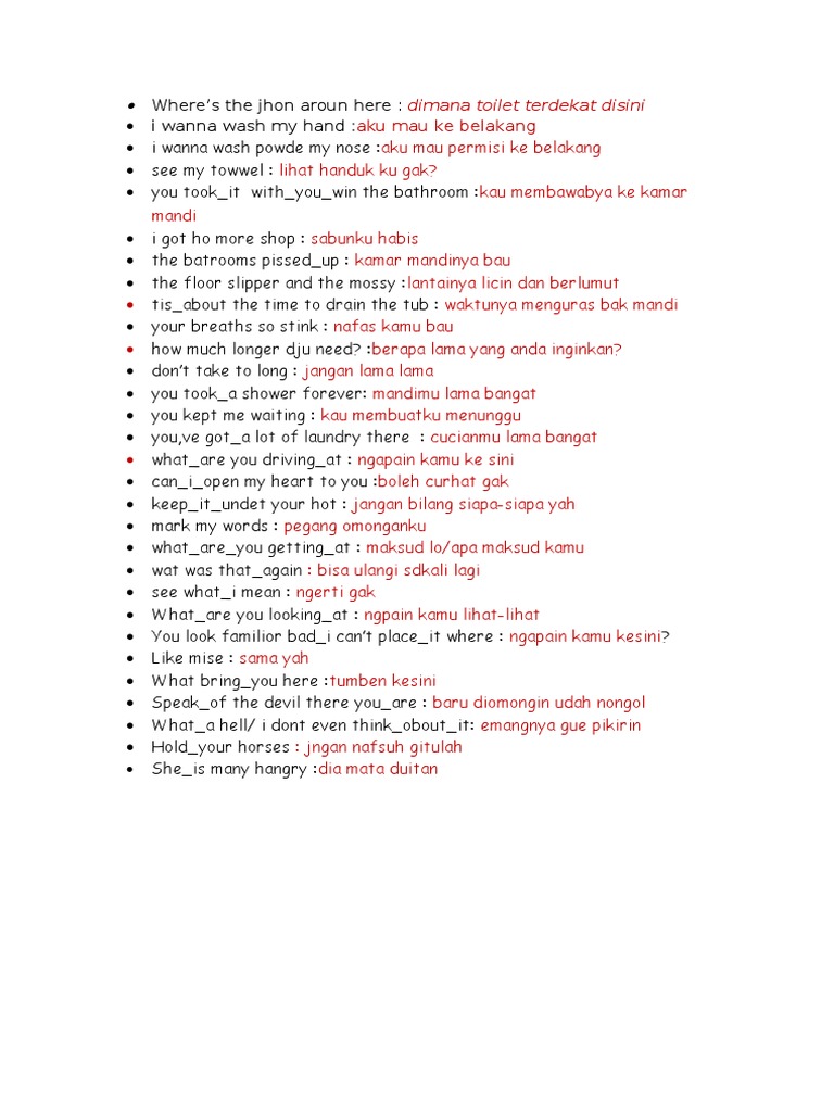 Common Indonesian Phrases and Translations | PDF