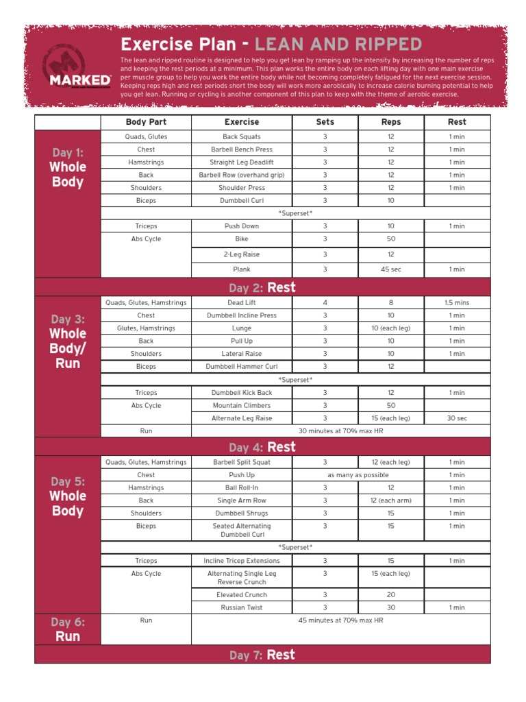 Lean and Ripped Workout Plan | PDF | Lifestyle