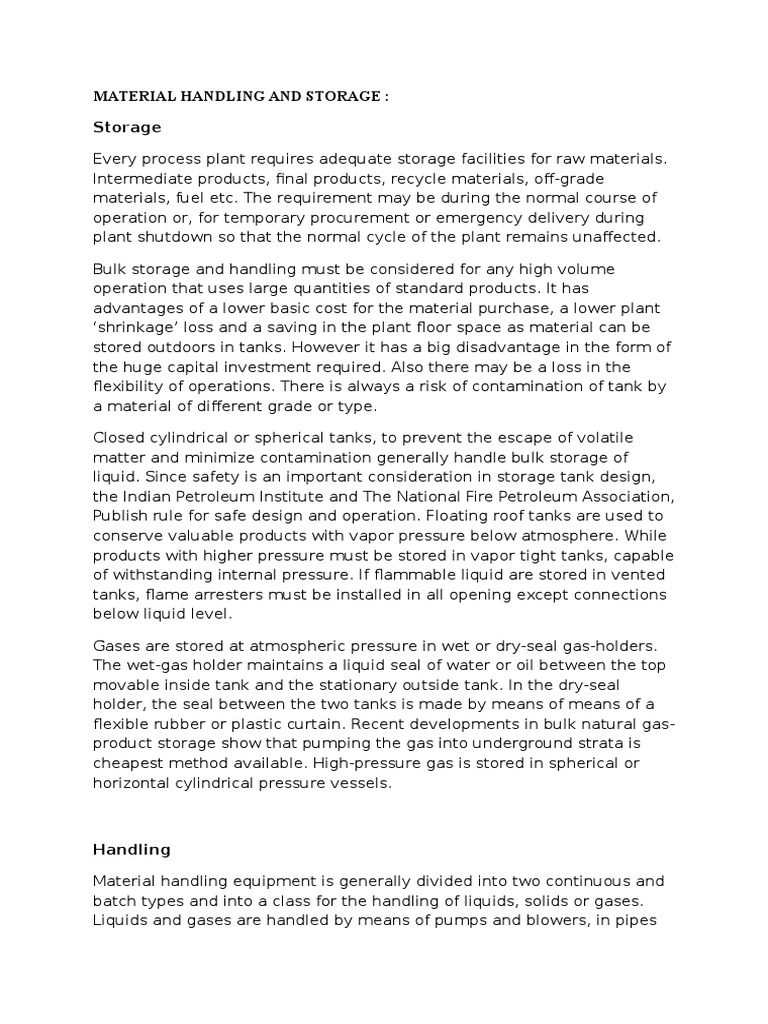 Material Handling and Storage PDF Lubricant Petroleum