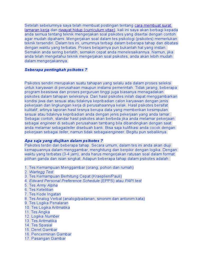 Soal Psikotest