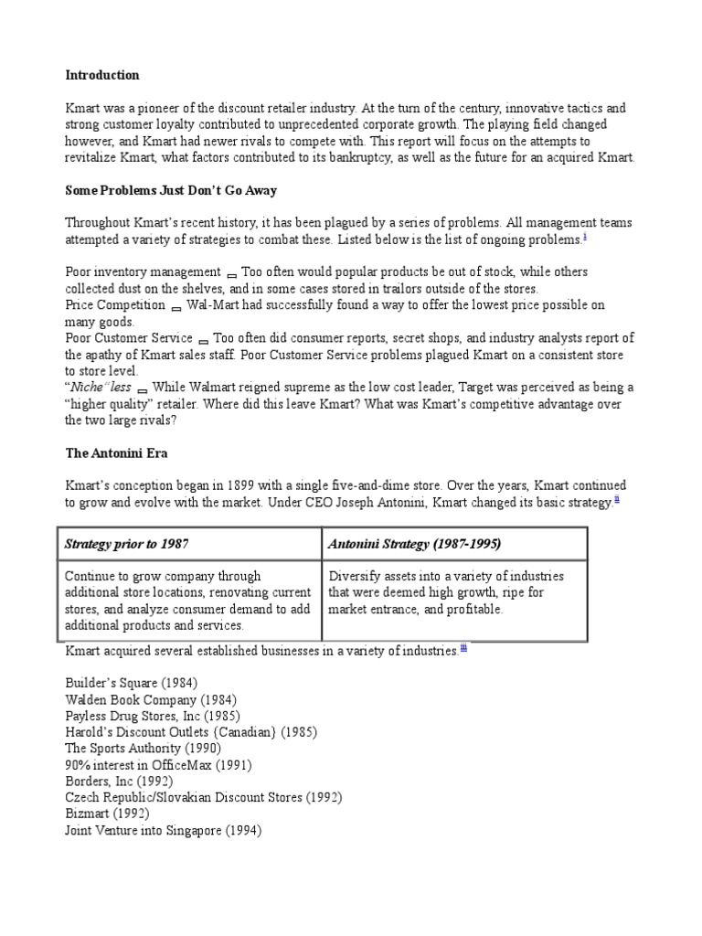 Case Study Kmartdoc3514 PDF Kmart Walmart