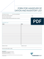 Form For Handover of Accomodation and Inventory List