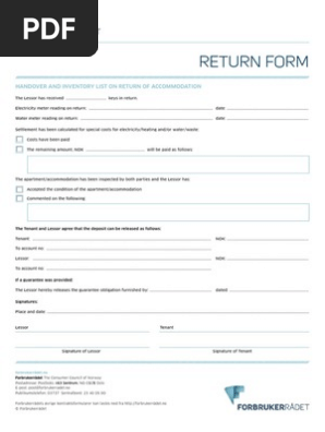 Return Form  rent