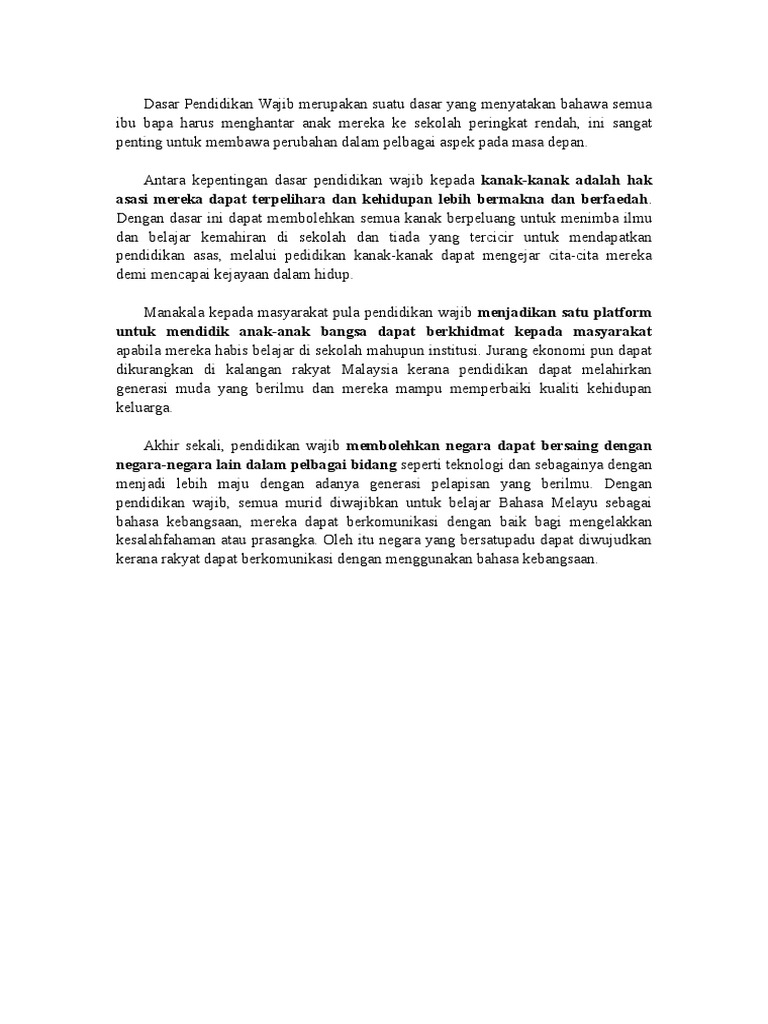 Kepentingan Dasar Pendidikan Wajib Pdf