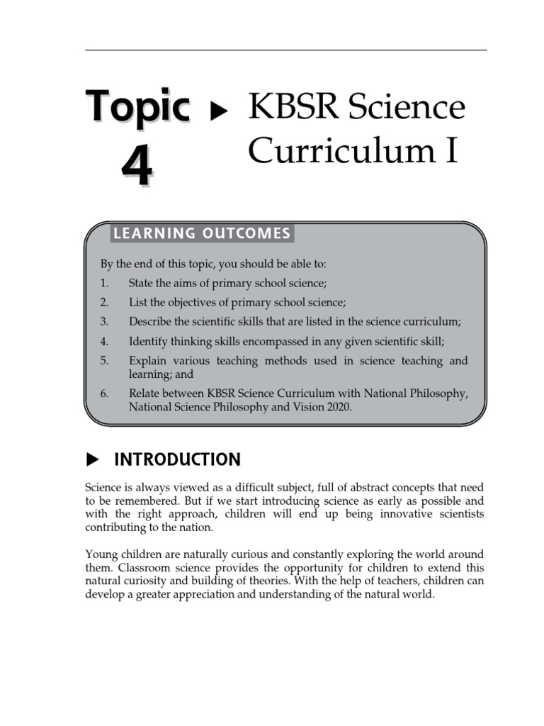 KBSR Primary School Science Overview | PDF | Science | Experiment