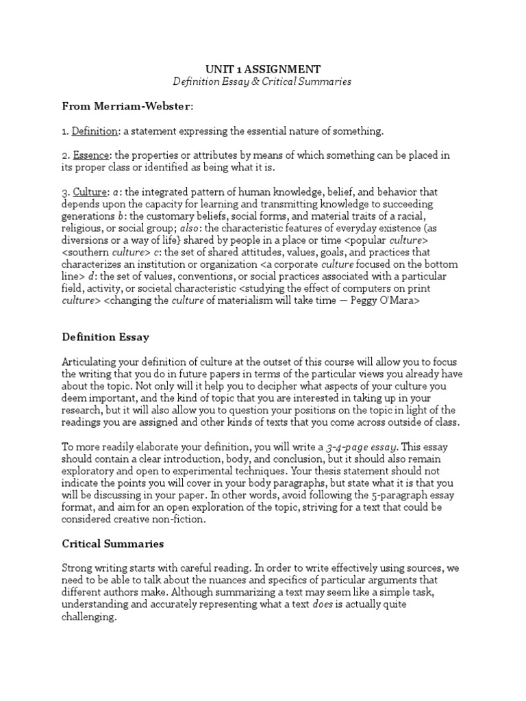 205 Spring2014 Unit 1 Assignment | PDF | Definition | Essays