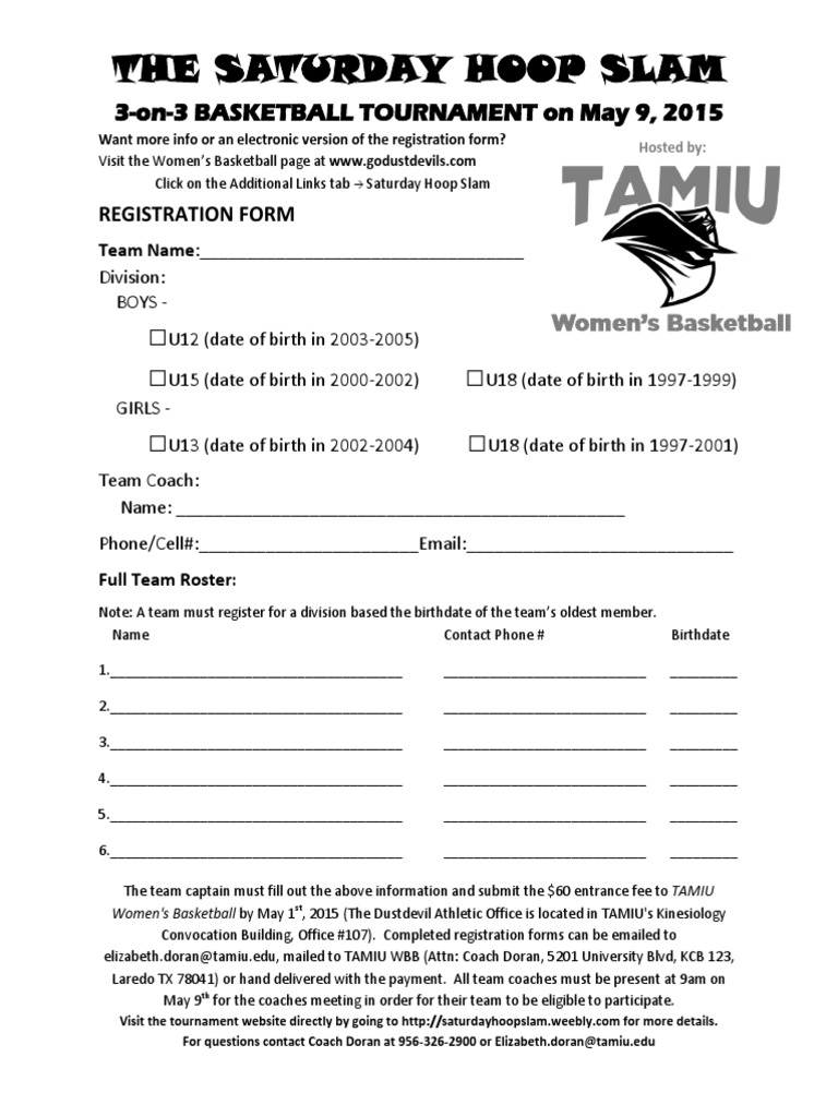 Saturdayhoopslamregforms 15 | PDF