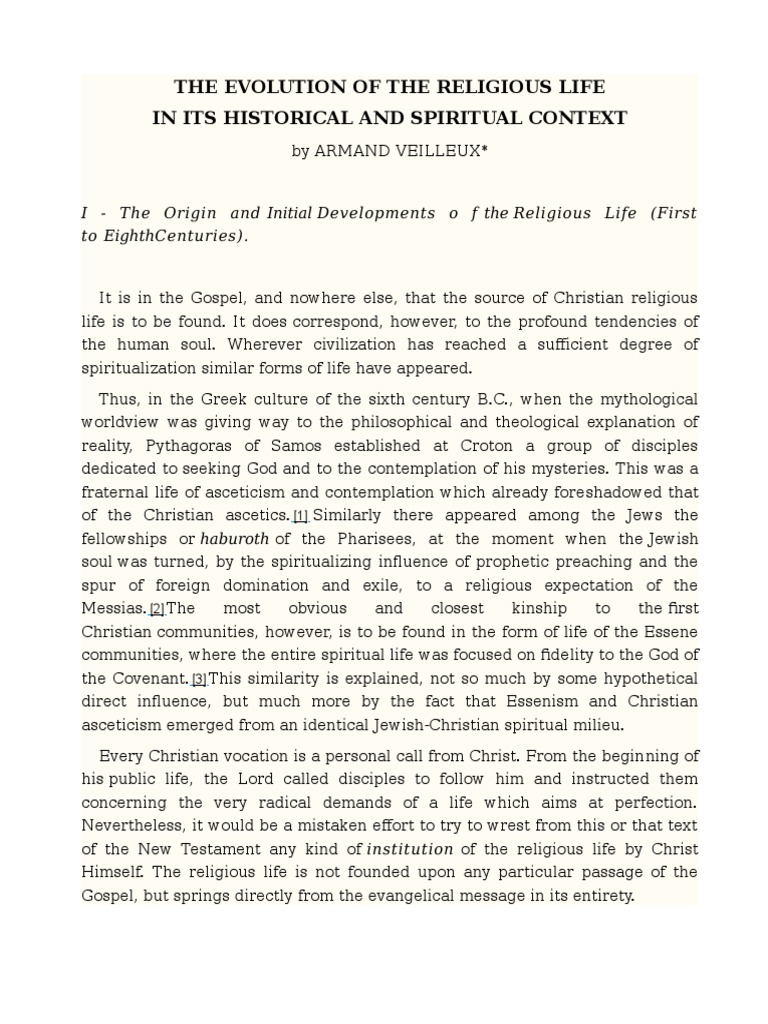 History of Religious Life Evolution | PDF | Christian Monasticism | Clergy