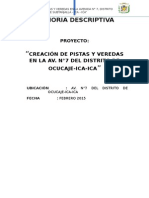 memoria descriptiva pistas y veredas