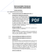 Instalaciones sanitarias especificaciones técnicas PVC desagüe aparatos