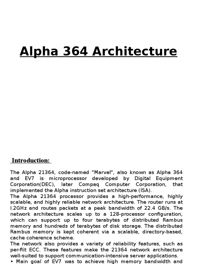 Alpha 21364 Microprocessor Overview | PDF | Office Equipment | Electronics