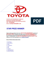 Star Prize Winner: Toyota Automobiles Company