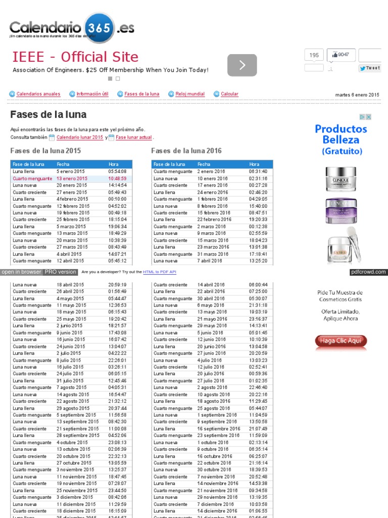 WWW Calendario 365 Es Luna Lunar Fases HTML | PDF | Luna | Espacio exterior, image size:768x1024